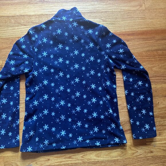 UNIQLO Blue w White Snowflakes Fleece Zip Front Jacket - Medium - Picture 3 of 3